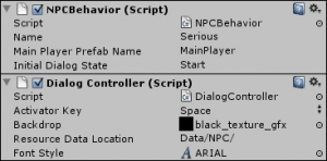 Dialog Game Object Info